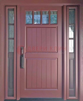 Входная дверь с массивом с фрамугами и витражом ВЖ-19 в Всеволожске
